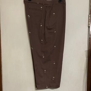 Kim Rogers Brown Capris with Embroidery